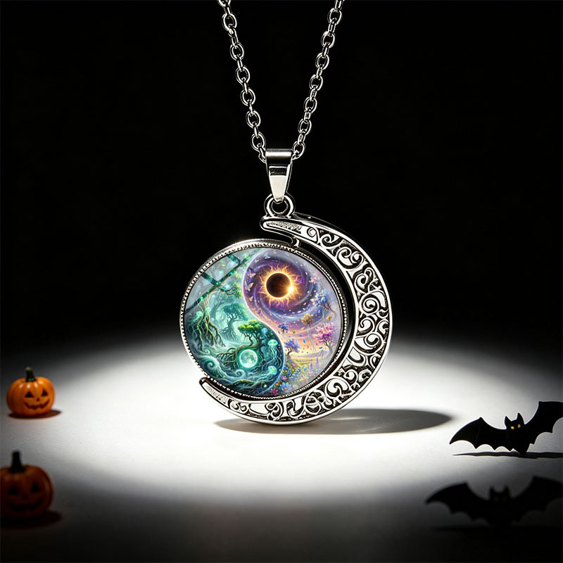 3pc Yin Yang Necklace & Earrings Set, Unisex Design